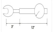 Diagram for question: The picture shows a torque wrench with an extension. To apply a torque of 350 lb.in. the reading on 